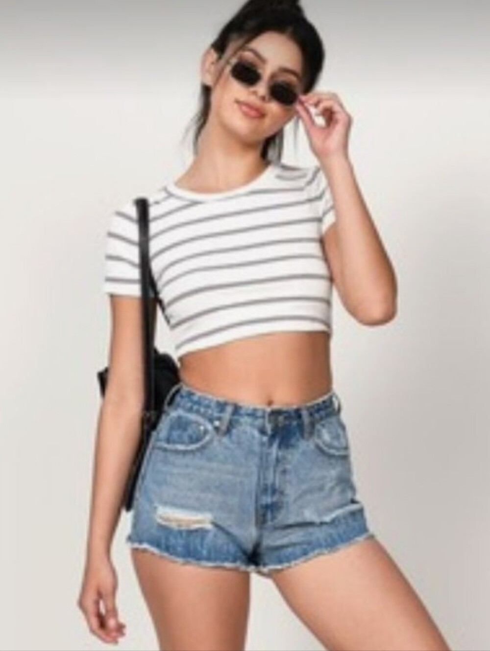 Nwt Tobi Blue Distressed High Rise Denim Broadway Shorts Y2k Festival 90s Dad